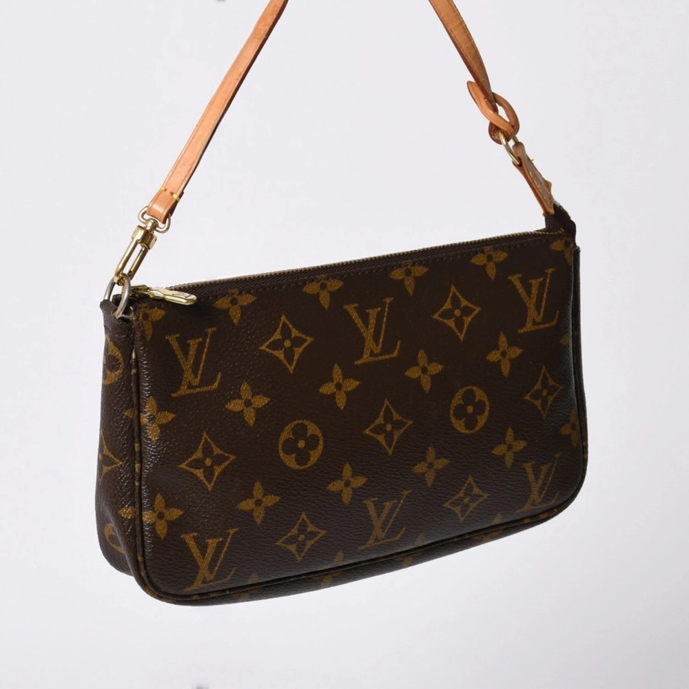 LOUIS VUITTON Pochette Accessoires Accessory Pouch Clutch Monogram Brown Leather - Picture 2 of 13